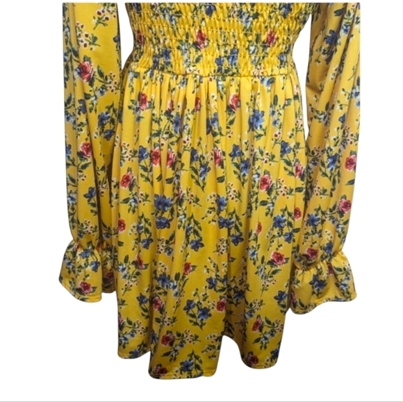 Velvet Torch | NWOT Midi Long Sleeve Yellow Floral Dress | Size Small - Picture 4 of 7